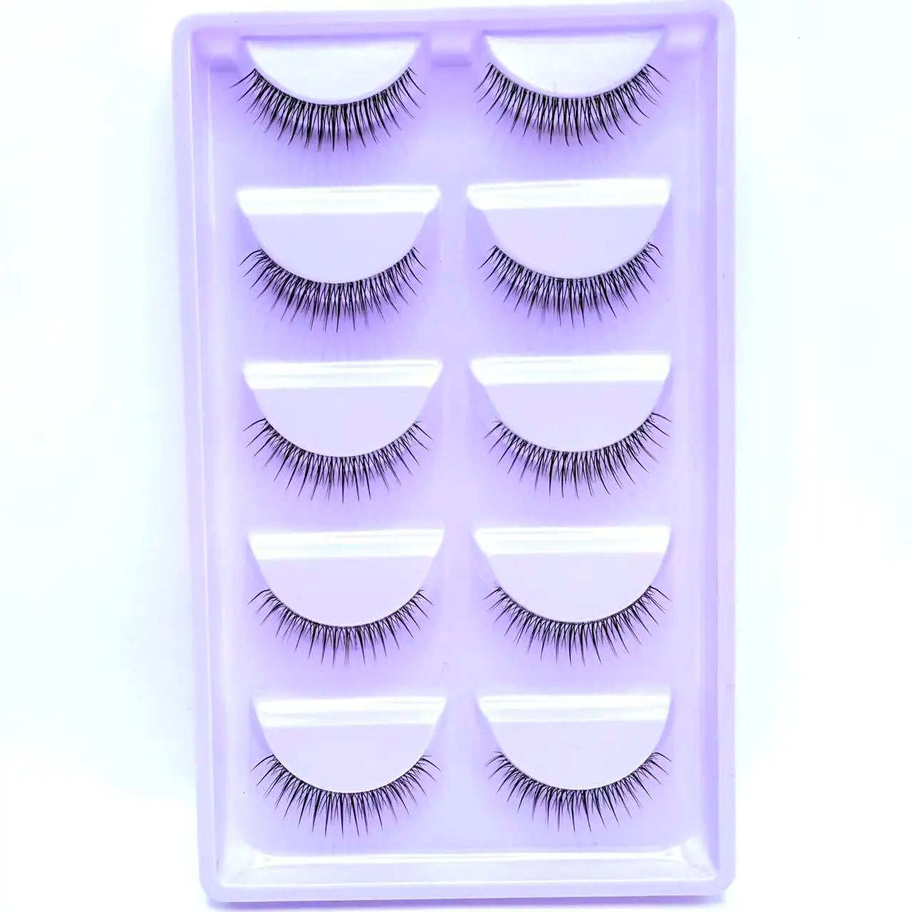 Soft & Natural Eye Enhancement 5 Pairs False Eyelashes  Transparent Stem Soft Natural Strip Lashes
