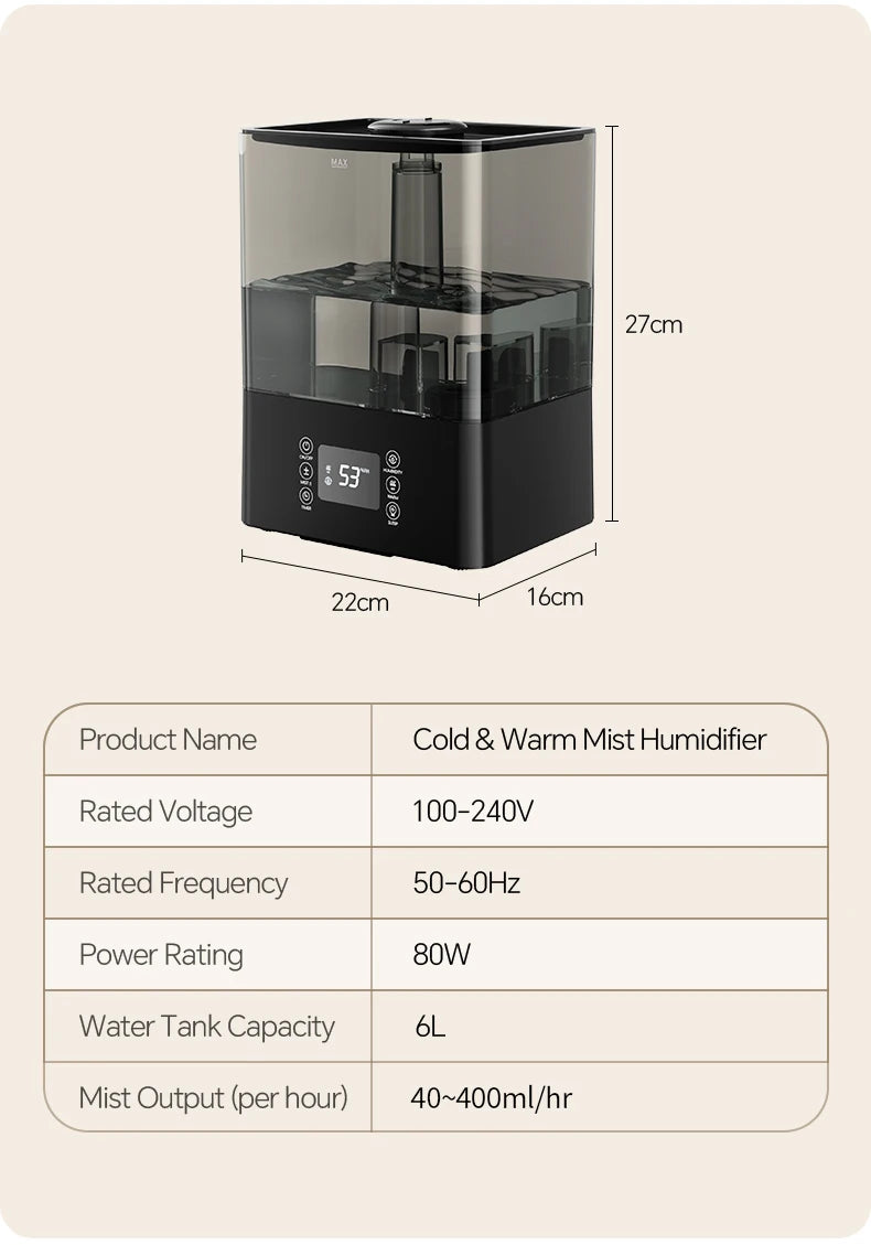 6L Professional Large Capacity Household Silent Air Humidifier Plant Spray Aroma Diffuser Ultrasonic Water Mist Diffuser