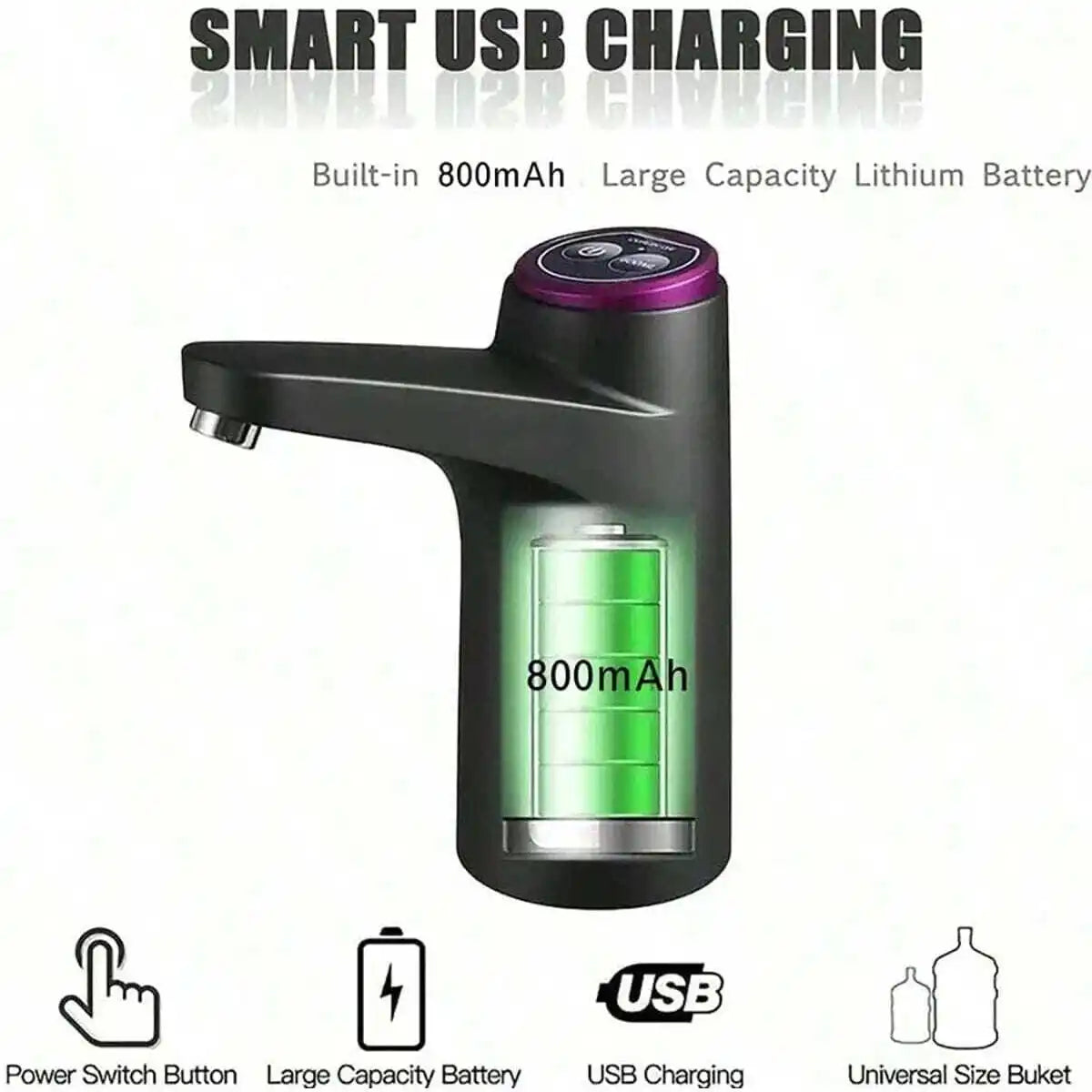 5 Gallon Water Dispenser: USB Rechargeable Kettle Pump-Portable, Automatic And Electric-For Home, Office And Outdoor Use.