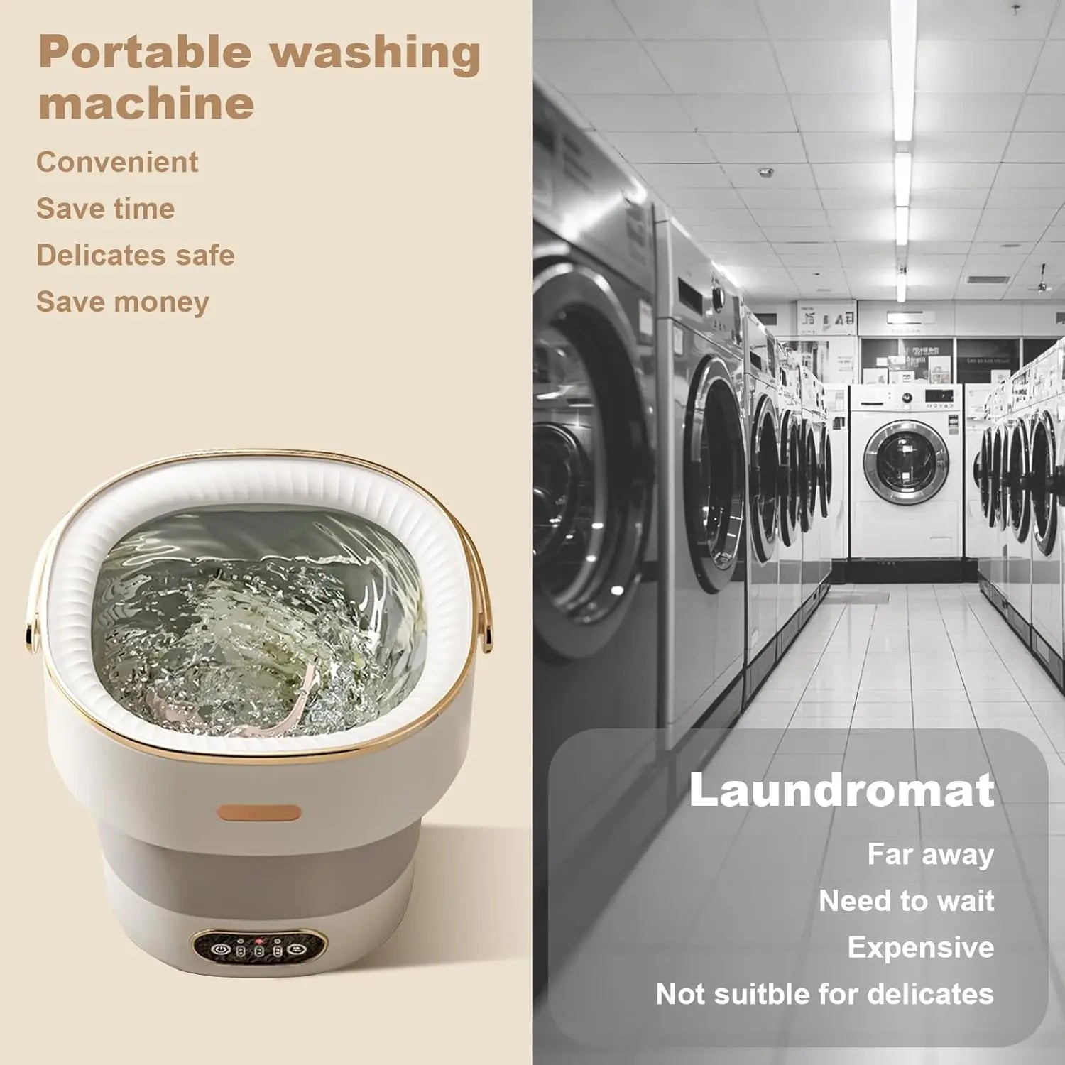13L Portable Washing Machine for Underwear & Socks, Foldable Mini Washer with 3 Wash Modes and Spin Dryer, for RV and Travel