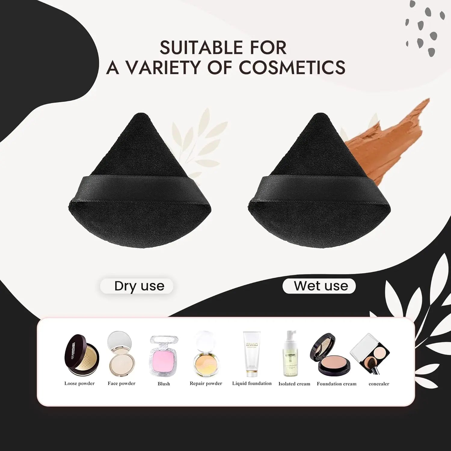 10-Count Triangular Makeup Sponges - Pointed Edges for Hard-to-Reach Areas - Seamless Application