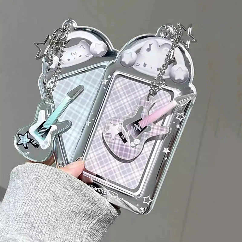 Cute  Photocard Keychain Case - Clear PVC Card Holder with Key Ring for Backpack, Protective Display Sleeve for Idol Photo, Gift for Fans Collectors