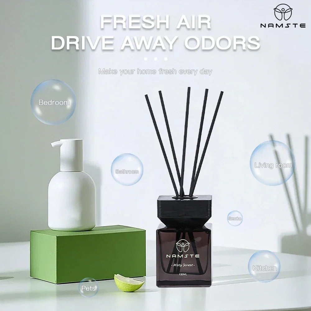 NAMSTE 100ML Reed Diffuser Stick Fragrance Oil Aromatherapy Flameless Hotel Home SPA Aromatherapy Air Freshener Fragrance Scent