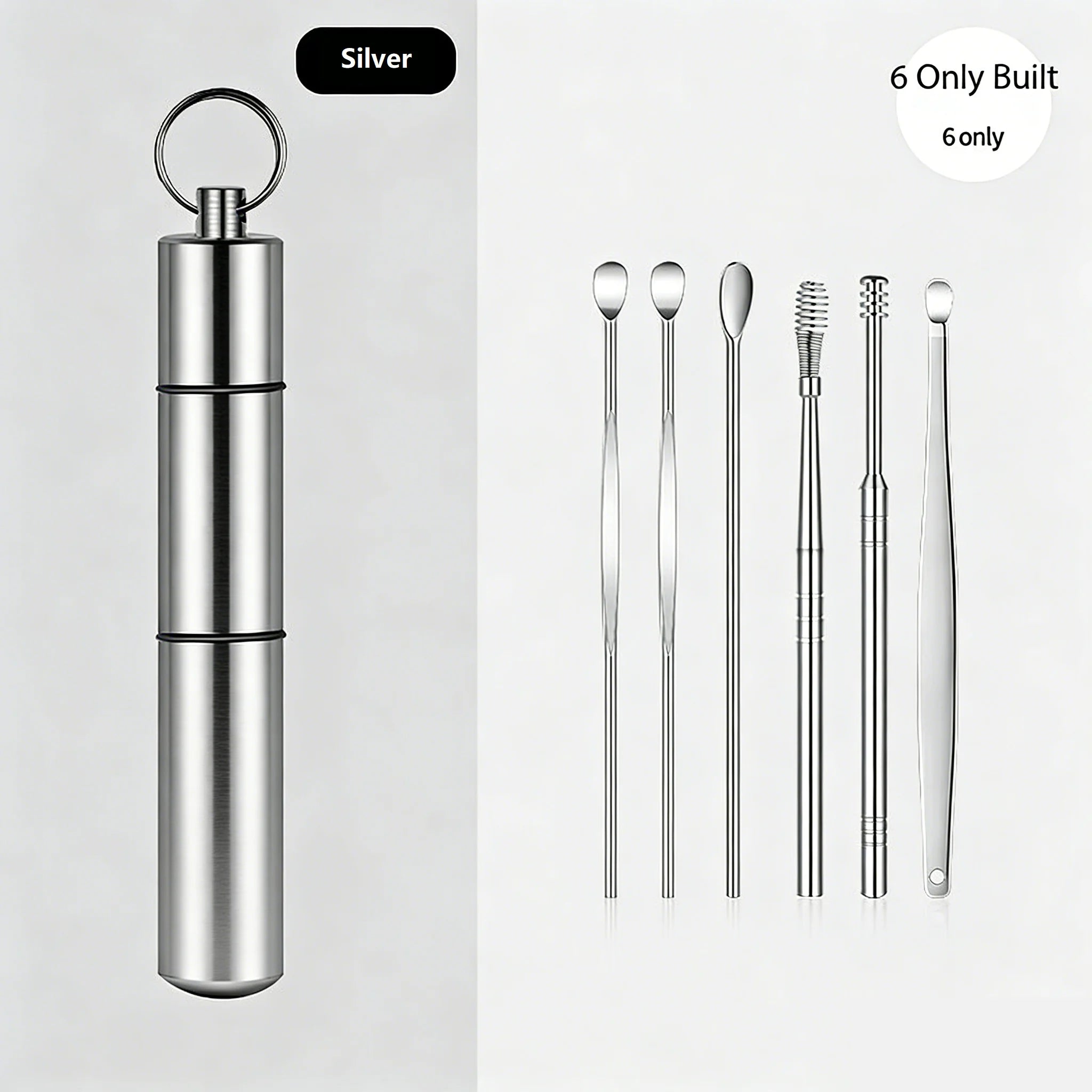 6Pcs Stainless Steel Ear Cleaning Set, Ear Pick Tools with Storage Tube, Professional Ear Wax Remover Kit for Home Use