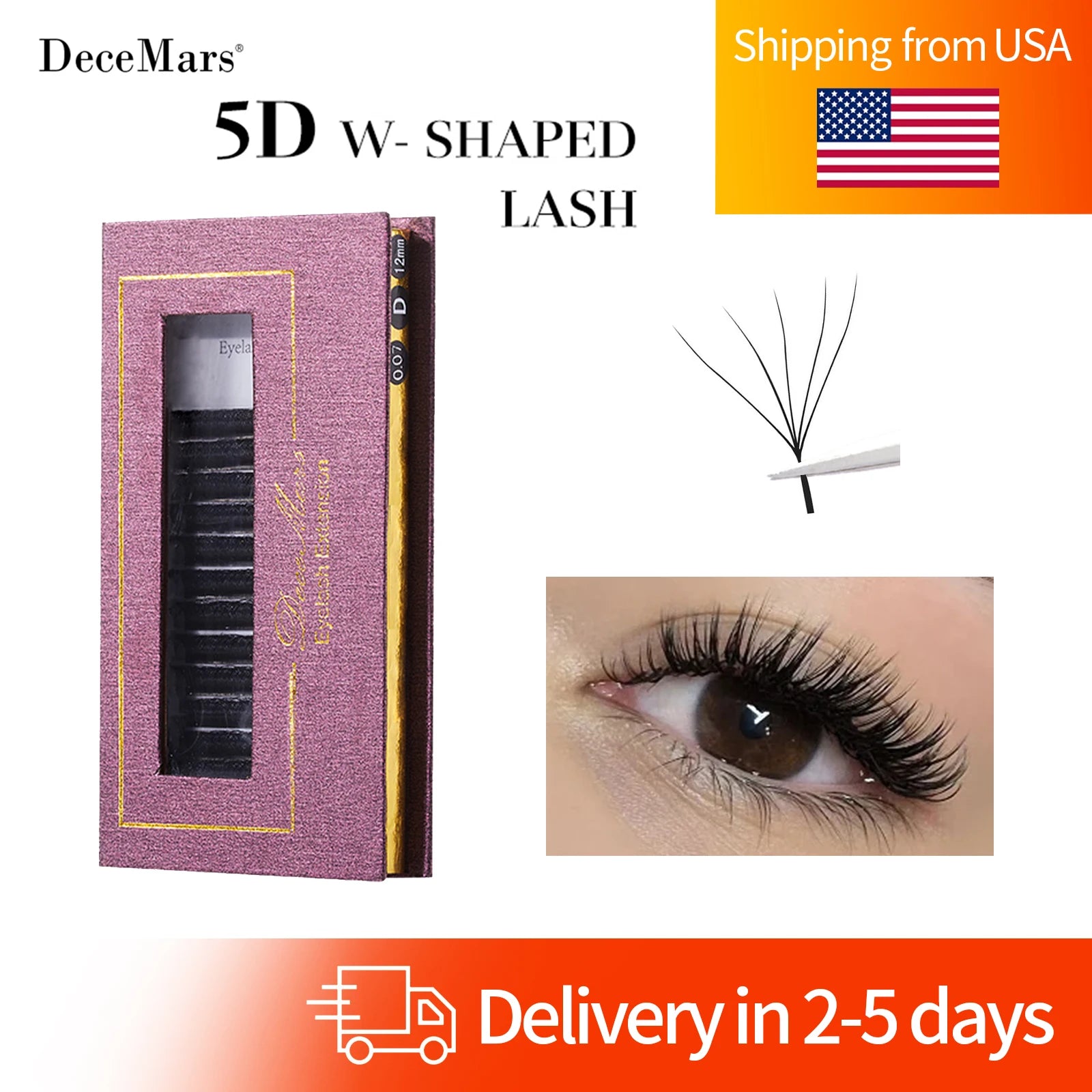 DeceMars 5D - W Shaped Eyelash Extension (12line/Tray)