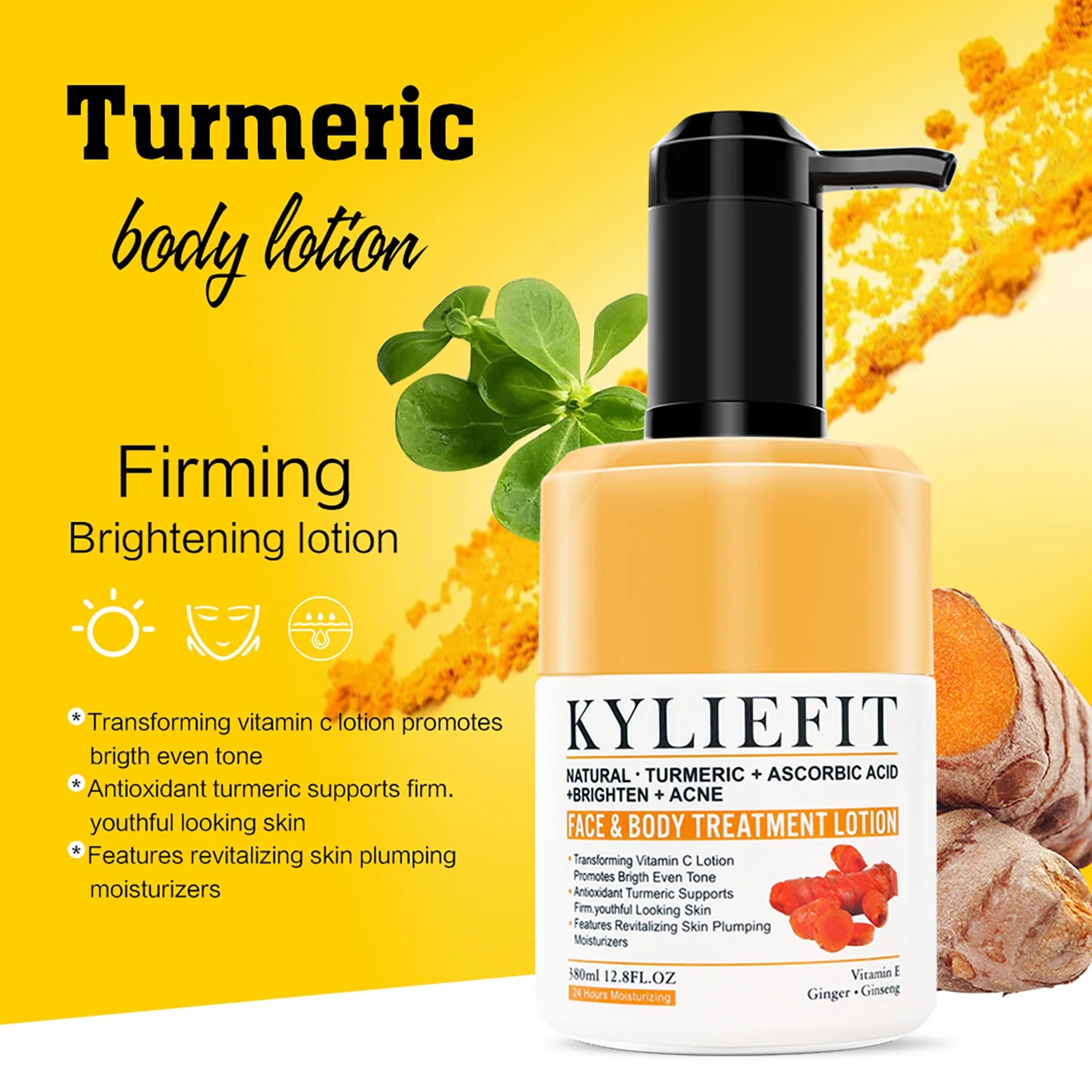 AILKE Organic Turmeric Skin Care Set, Brighten, Cleaning Skin, Remove Acne,Pimples, Whitening, Even Skin Tone, Improve Dry Skin