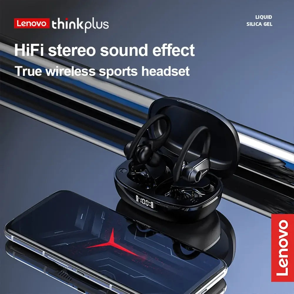 Lenovo LP75 TWS Wireless Bluetooth V5.3 Earphones IPX5 Digital Display Ear Hook Earbuds HiFi Stereo Noise Reduction Headphones