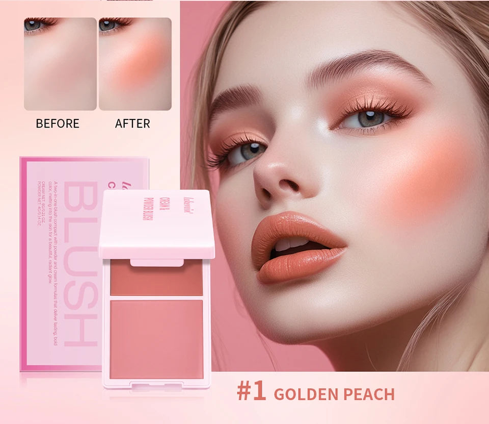 Cream & Powder Blush Matte 5Colors Dewy Rosy Blush Makeup Pan Long-lasting Wearing High Pigment Natural Matte Blush Cosmtics