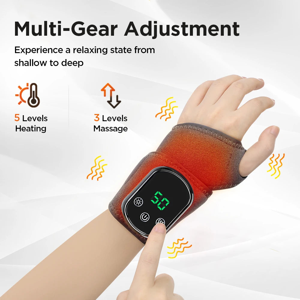 Electric Foot Hand Massager 5-Level Far-Infrared Hot Compress Vibrate Heat Ankles Wrist Guard Bracket Joint Portable Relax Timer