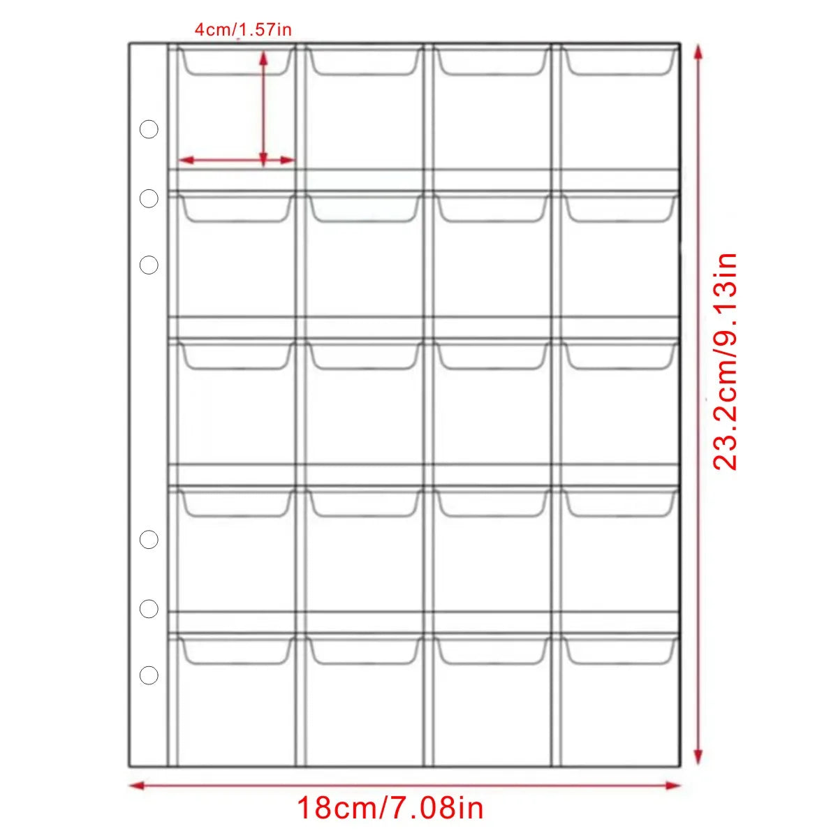 10 pieces of PVC film with 200 compartments, suitable for storing commemorative coins, coins, and small accessories