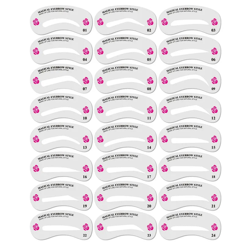 24 Styles Grooming Eyebrow Stencil Kit Makeup Tools DIY Beauty Eyebrow Template Stencil For Women Beauty Tools Accessories