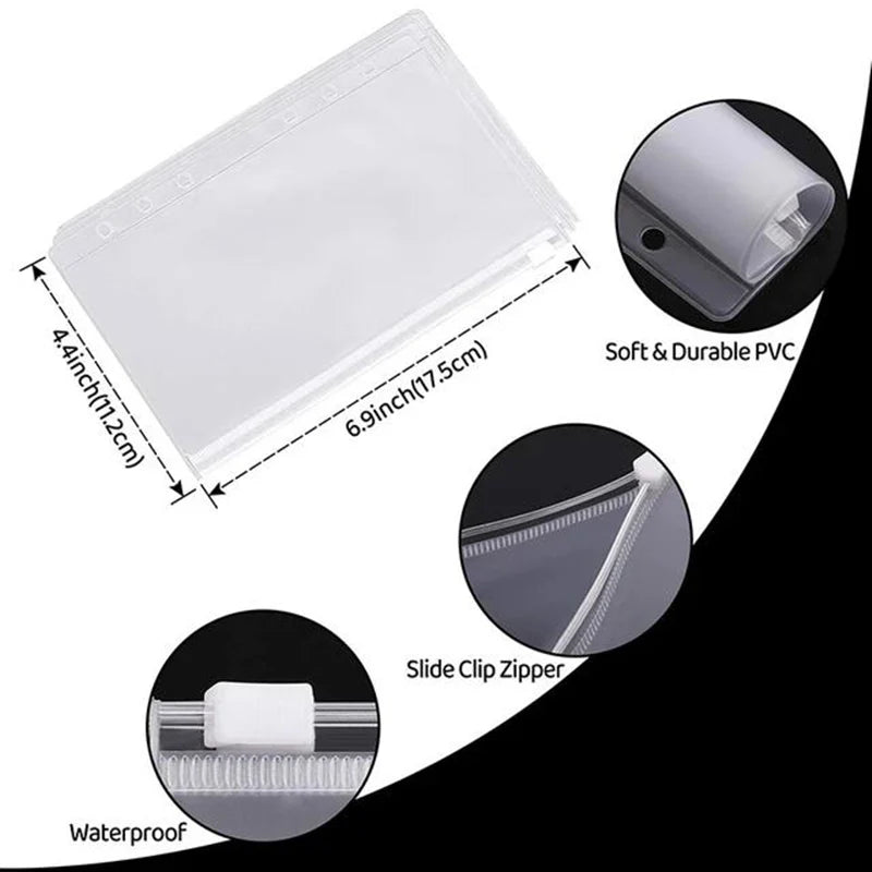 A6 PU Leather Budget Binder Notebook Cash Envelopes System Set With Binder Pockets for Money Budget Saving Bill Organizer