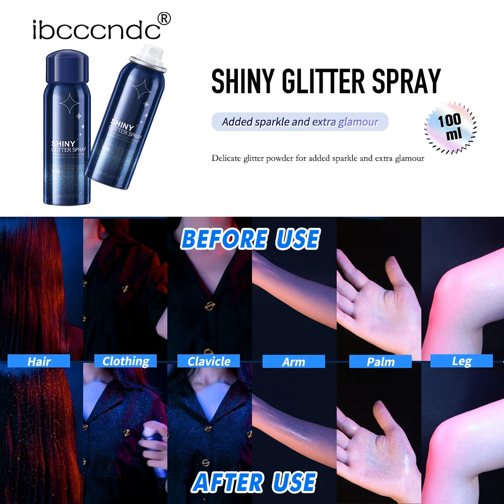 Makeup Glitter Spray Instantly Enhancing Radiance Emit Charming Radiance Quick Drying Brightening Waterproof Party Glitter Spray
