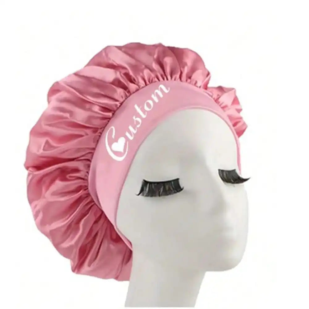 Custom Name Silk Bonnet For Sleeping, Personalized Satin Hair Bonnet For Curly Hair, Customizable Sleep Cap, Large Silk Bonnet For Hair Protection, Customized Gift For Bridesmaids And Bridal Party