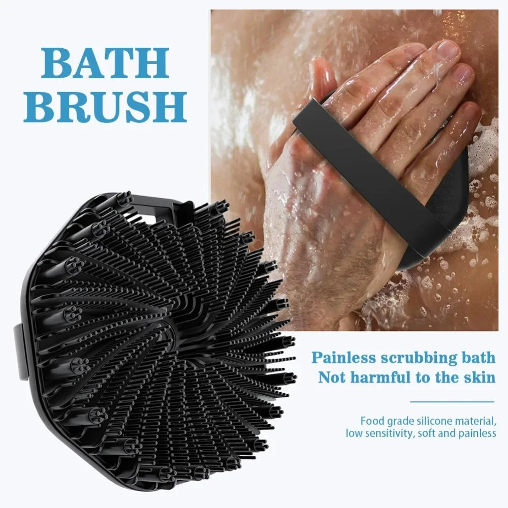 Bath Soft Silicone Back Brush Bath Shower Sponge Scrubbing Brush with Handle Exfoliating Scrub Skin Massager Exfoliating Brushes