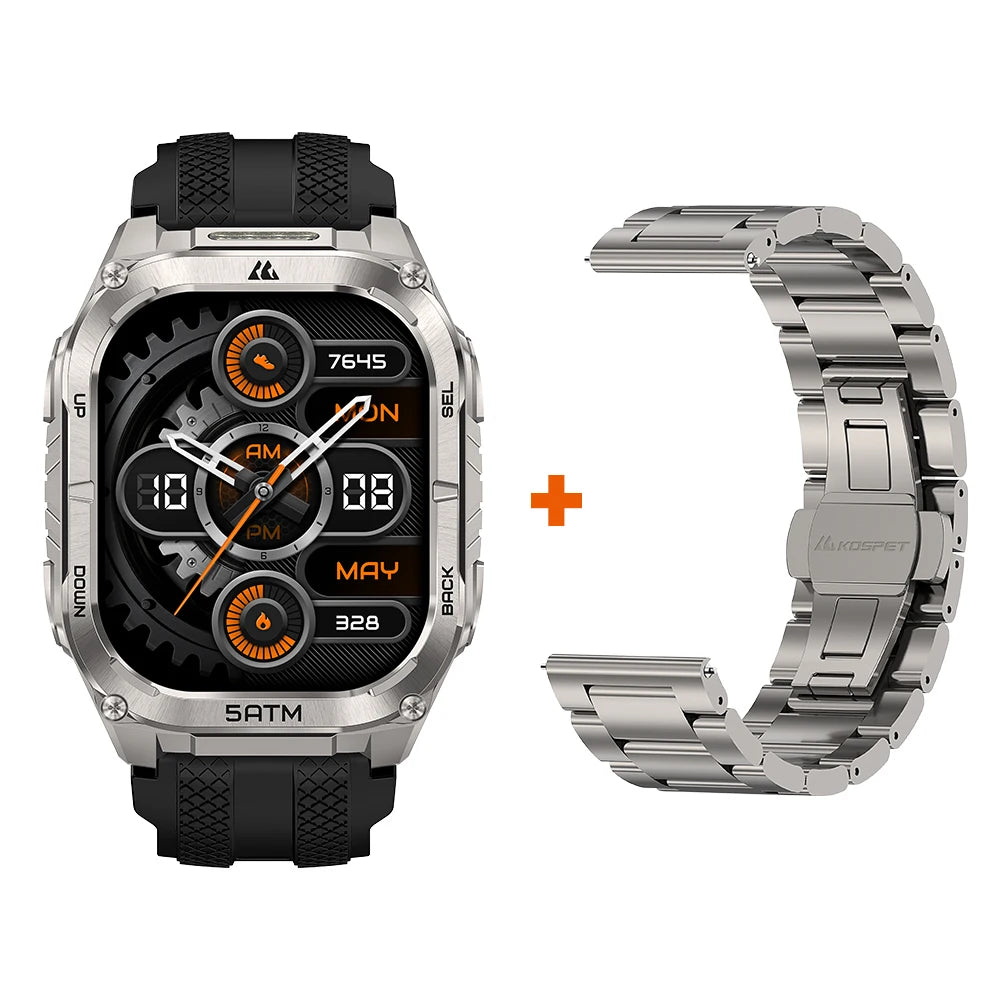 KOSPET TANK M4C Rugged Smartwatch for Men Military-Grade GPS Watch with Flashlight 5ATM Waterproof Health & Fitness Tracker