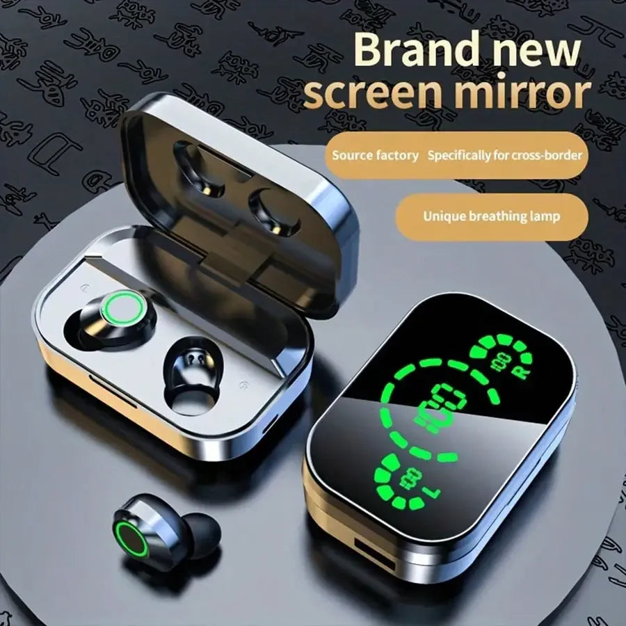 A Pair Of True Wireless Earbuds With Digital LED Battery Display, TWS In Ear Headphones With ENC Noise Reduction Function, Built-In Condenser Microphone, Sports And Fitness Headphones, Deep Bass, Type-C Rechargeable Case, Lit