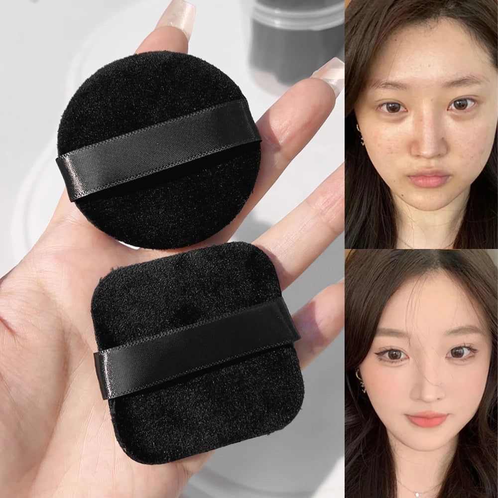 1/20pcs Black Velvet Cosmetic Puff with Box Loose Setting Powder Puffs BB Cream Foundation Powder Pad Beauty Makeup Tools