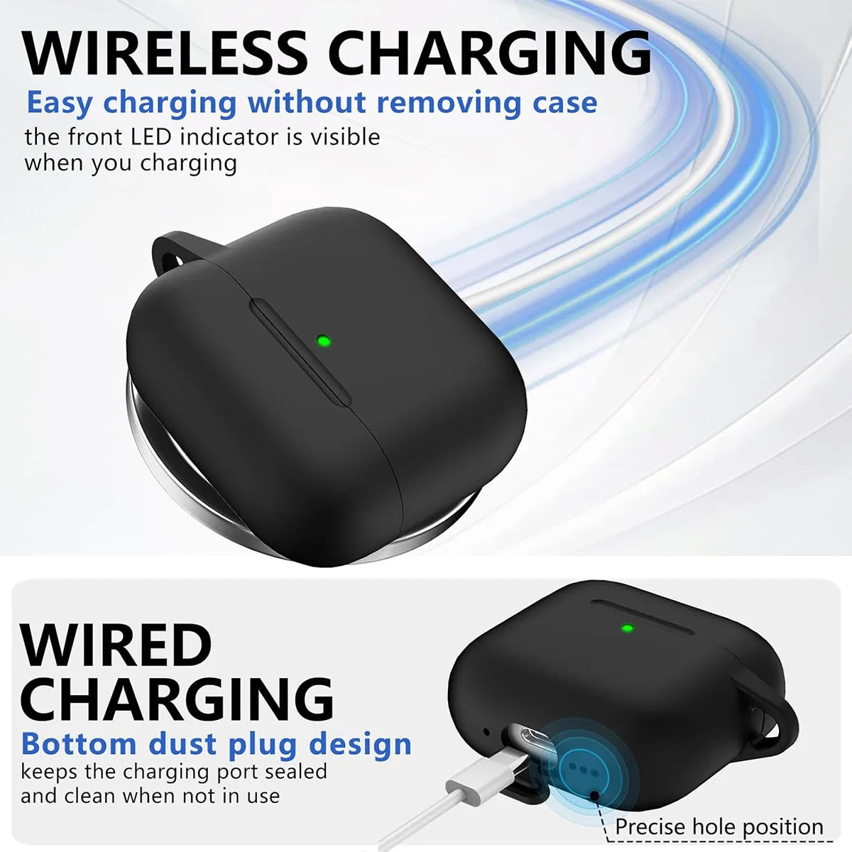 for AirPods 4th Generation Case Cover 2024, Military Grade Soft Silicone Shock-Absorbing for AirPods 4 Case with Keychain & Clea