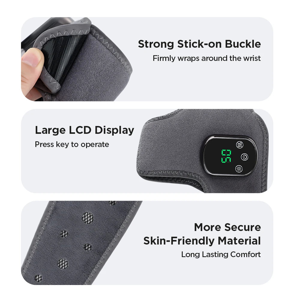 Electric Foot Hand Massager 5-Level Far-Infrared Hot Compress Vibrate Heat Ankles Wrist Guard Bracket Joint Portable Relax Timer