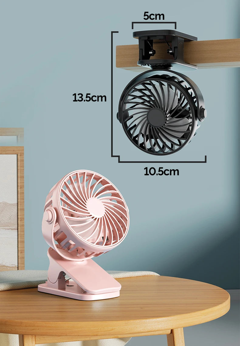 HOMEFISH Portable Rechargeable Clip Fan 720° Rotatable Hanging Fan with Night Light Air Cooler for Outdoor Camping Ventilador