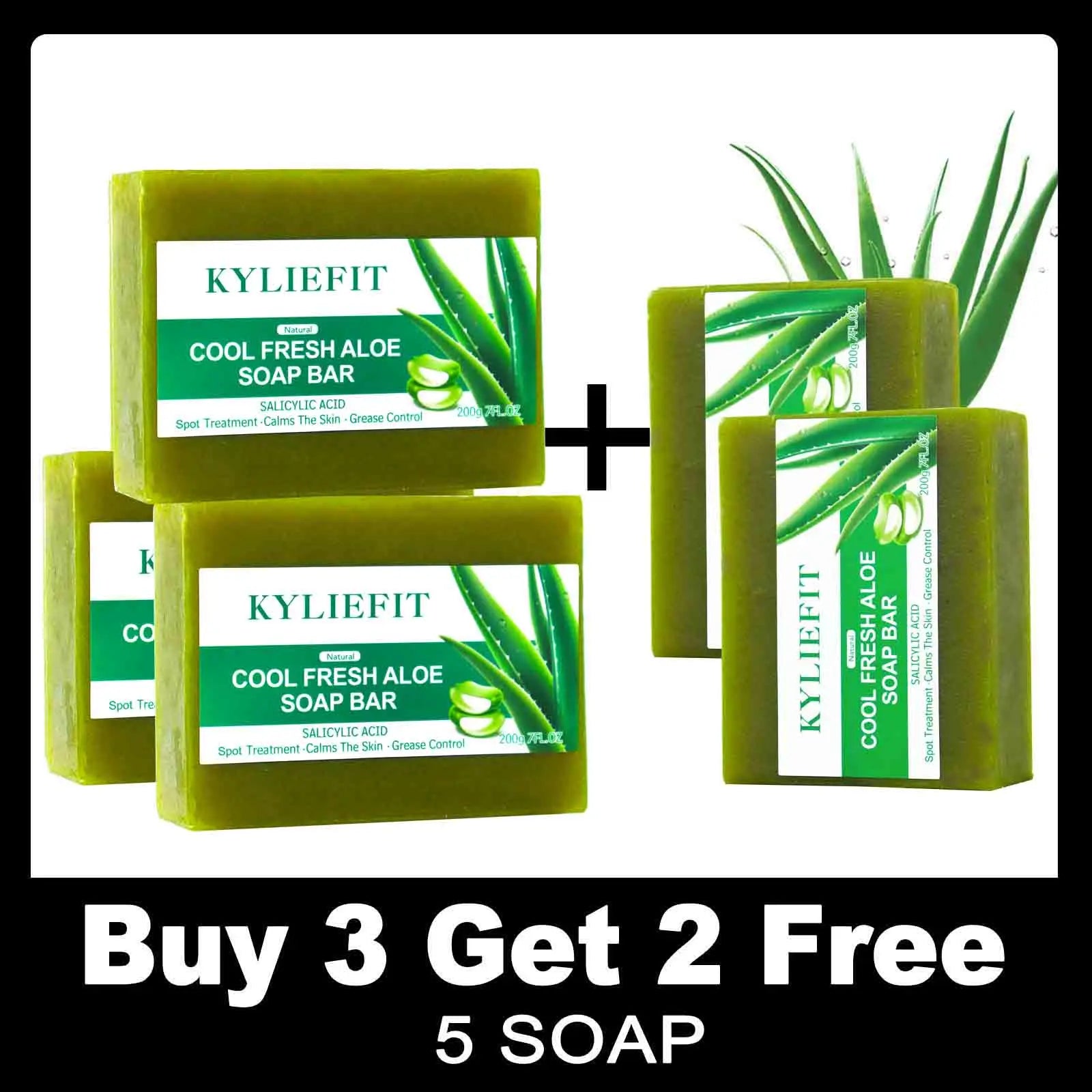 Aloe Brightening Soap Bar, Remove Dark Spots, Sun Spots, Acne, Oil Control, Clean Stains, Exfoliation, For Face and Body, 200g