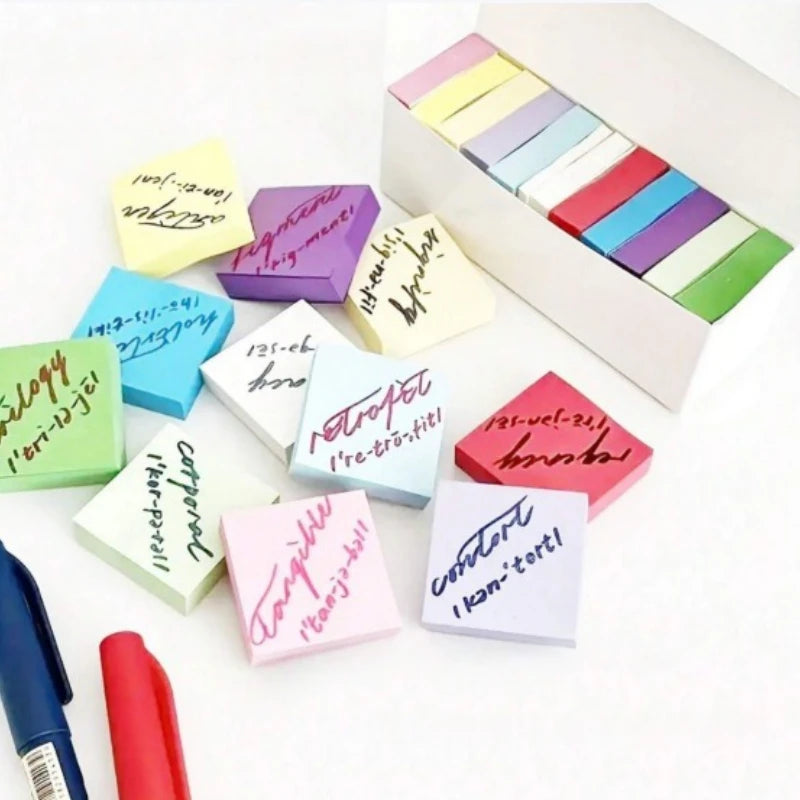3x3inch Office and Study Notes Fluorescent Color Sticky Notes Student Sticky Notes Tear-off Message and Note-taking Notebook