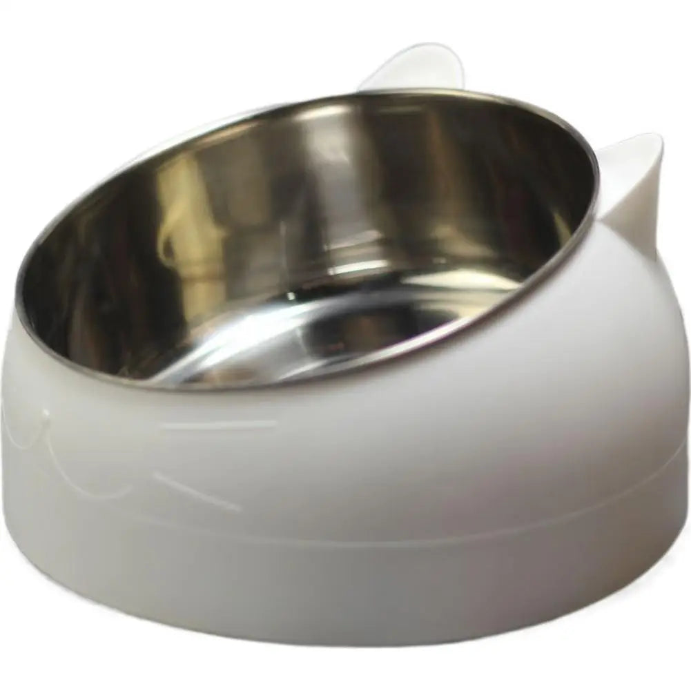 Eco-Friendly1PC Stainless Steel Cat Bowl, 15° Inclined Pet Food Dish with Non-Slip Base, Anti-Choke Feeder for Cats/Kittens/Dogs