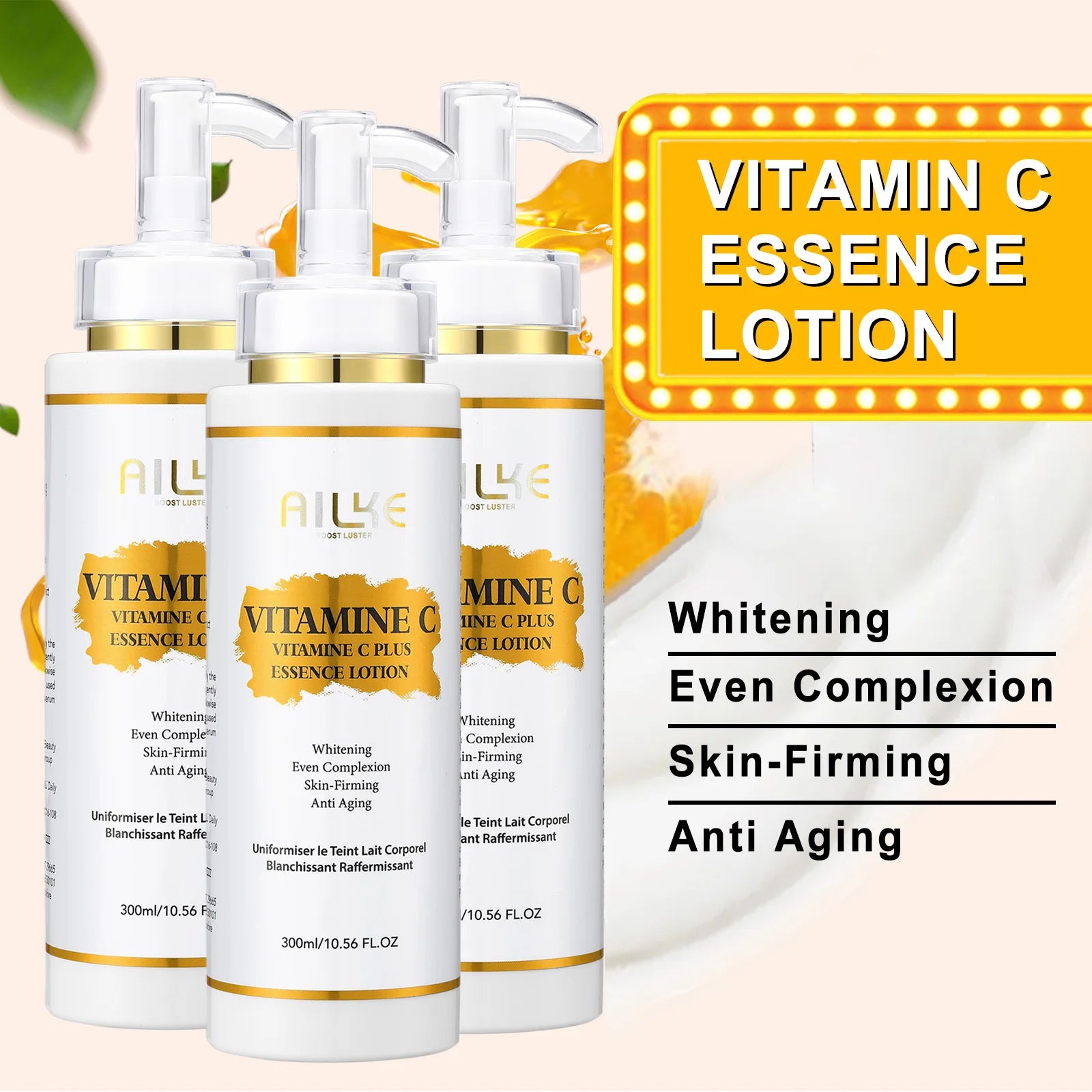AILKE Vitamin C Set, Reduce Dark Spots, with Lightening Body Lotion, Even Tone Face Cream, Whitening Serum, Brightening Soap