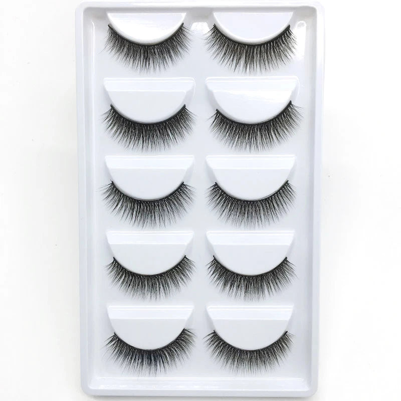 New 5Pairs Handmade 3d Mink Lashes Short False Eyelashes Cross Messy Dense Natural Eye Lashes Stage Makeup False Eyelashes E08