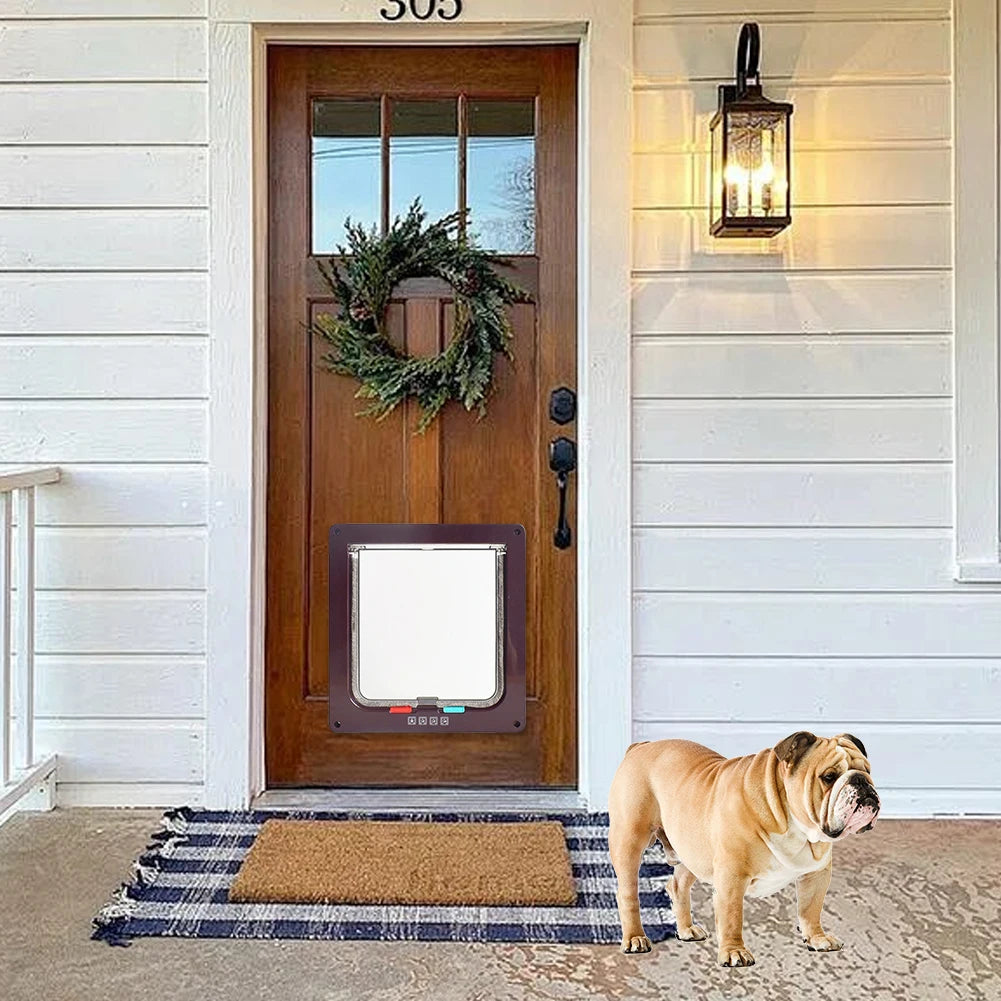 Cat Flap Door with 4 Way Security Lock Puppy Kitten Safety In&out Pet Door Dog Cat Kitten Flap Door Pet Doors and Sliding Door