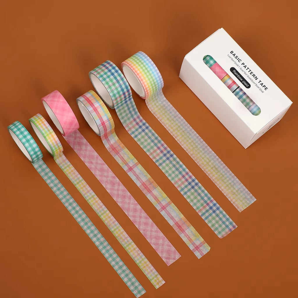 6 Rolls/Box, Diy Grid Washi Tape, Masking Tape, Perfect For Diy Journals And Notebooks, Perfect For Those Who Love Journaling.