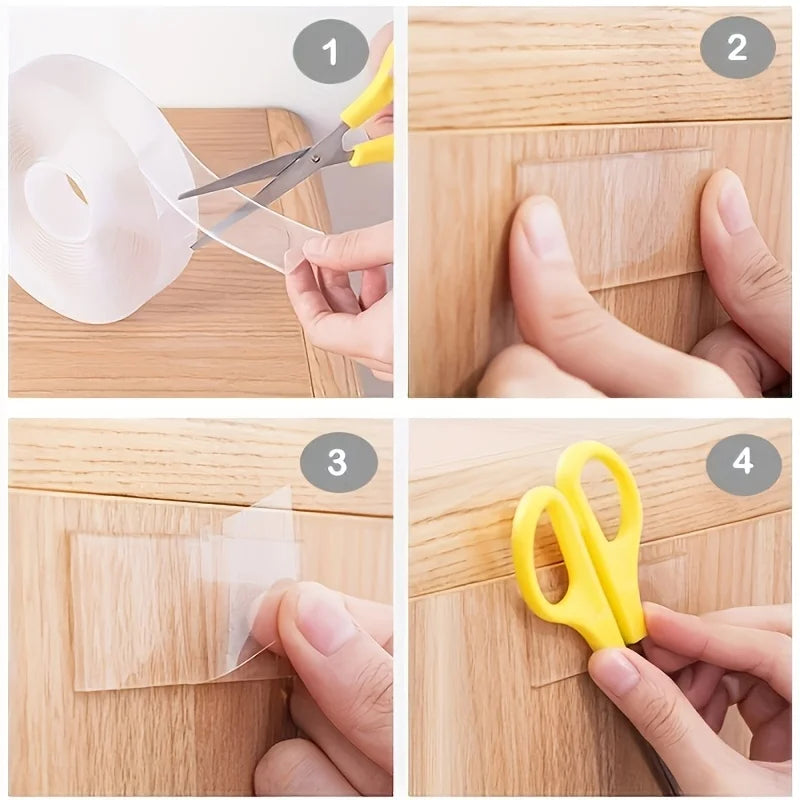 3roll Powerful Adhesive Nano Double-Sided Tape,Reusable,Residue-Free,And Washable.Suitable for Home,Office,And Car Use