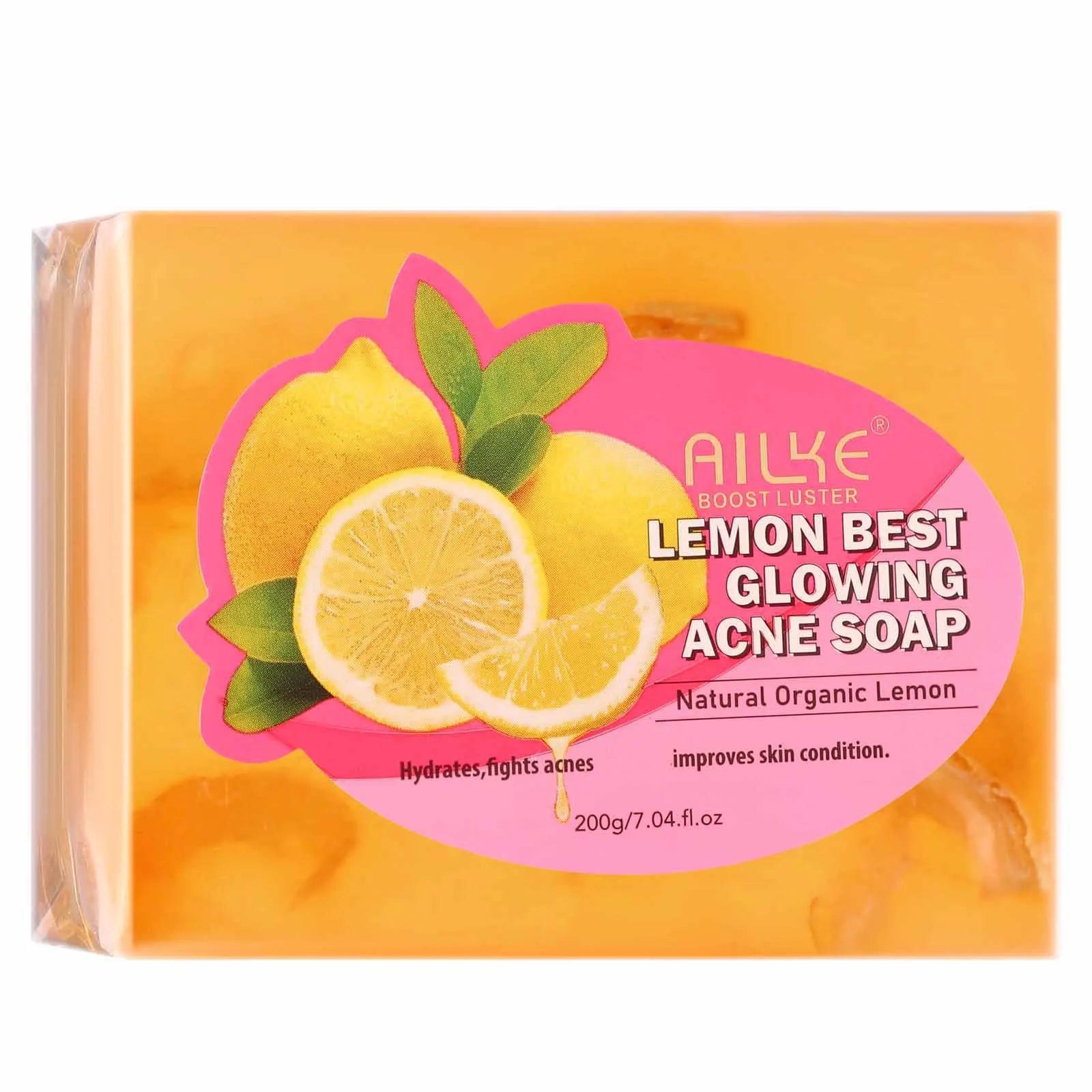 AILKE Dark Spots and Acne Remover Soap Bar, Whitening Skin with Natural Lemon, Olive Oil, Women Daily Face and Body Wash, 200g
