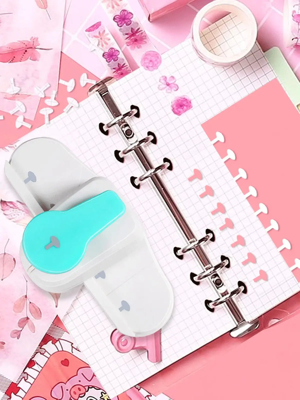 Loose Leaf Binder Tab Planner Paper Cutter Mushroom Hole Puncher 4mm folder notebook portable for a3 a4 a7 DIY Tabs Index Paper