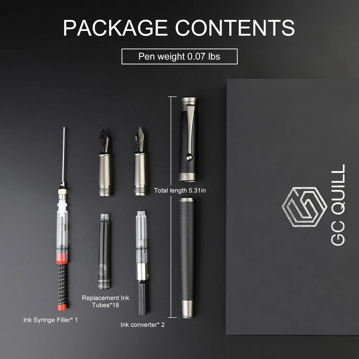 Fountain Pen Set with Fine & Medium Nibs, Includes Ink Cartridges, Converter & Syringe Filler for Writing and Calligraphy