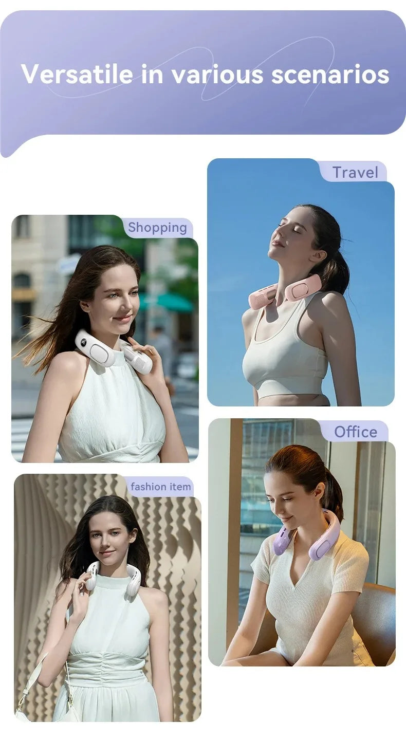 N90 Neck Fan Semiconductor Cooling 5-Speed Bladeless Wearable Fan USB Rechargeable Portable Outdoor Travel Camping