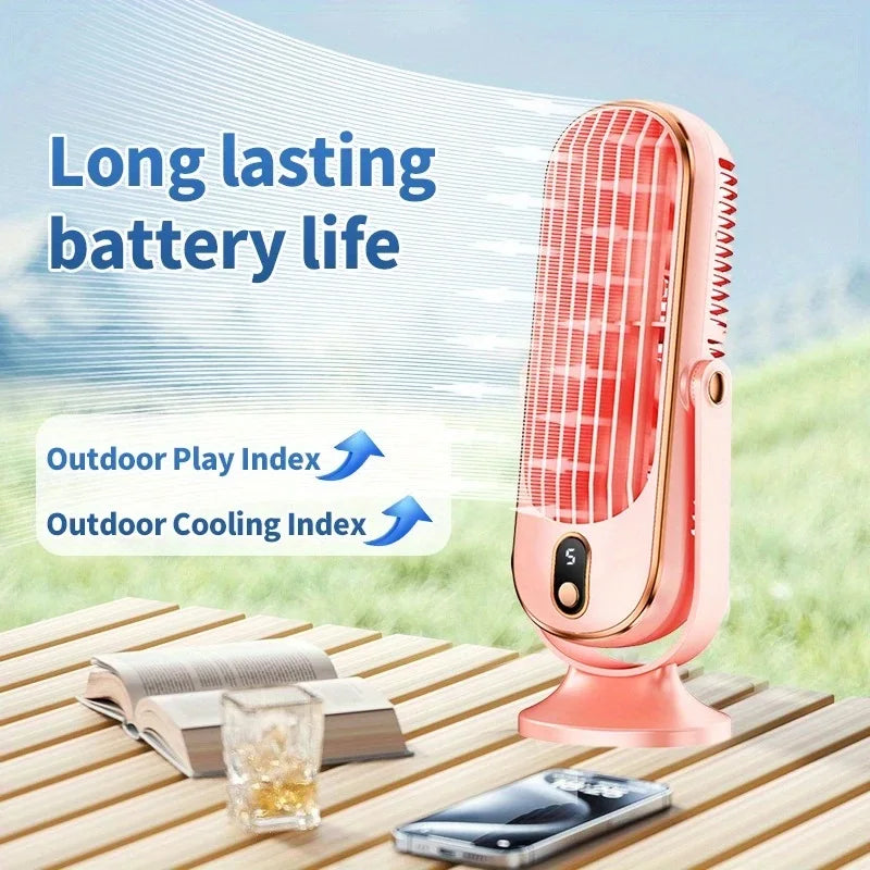 New Upgraded Large Battery Dual Motor Portable Fashion Desk Fan, Office, Travel, Camping, Outdoor RV Portable USB Fan air conditioner bladeless fan