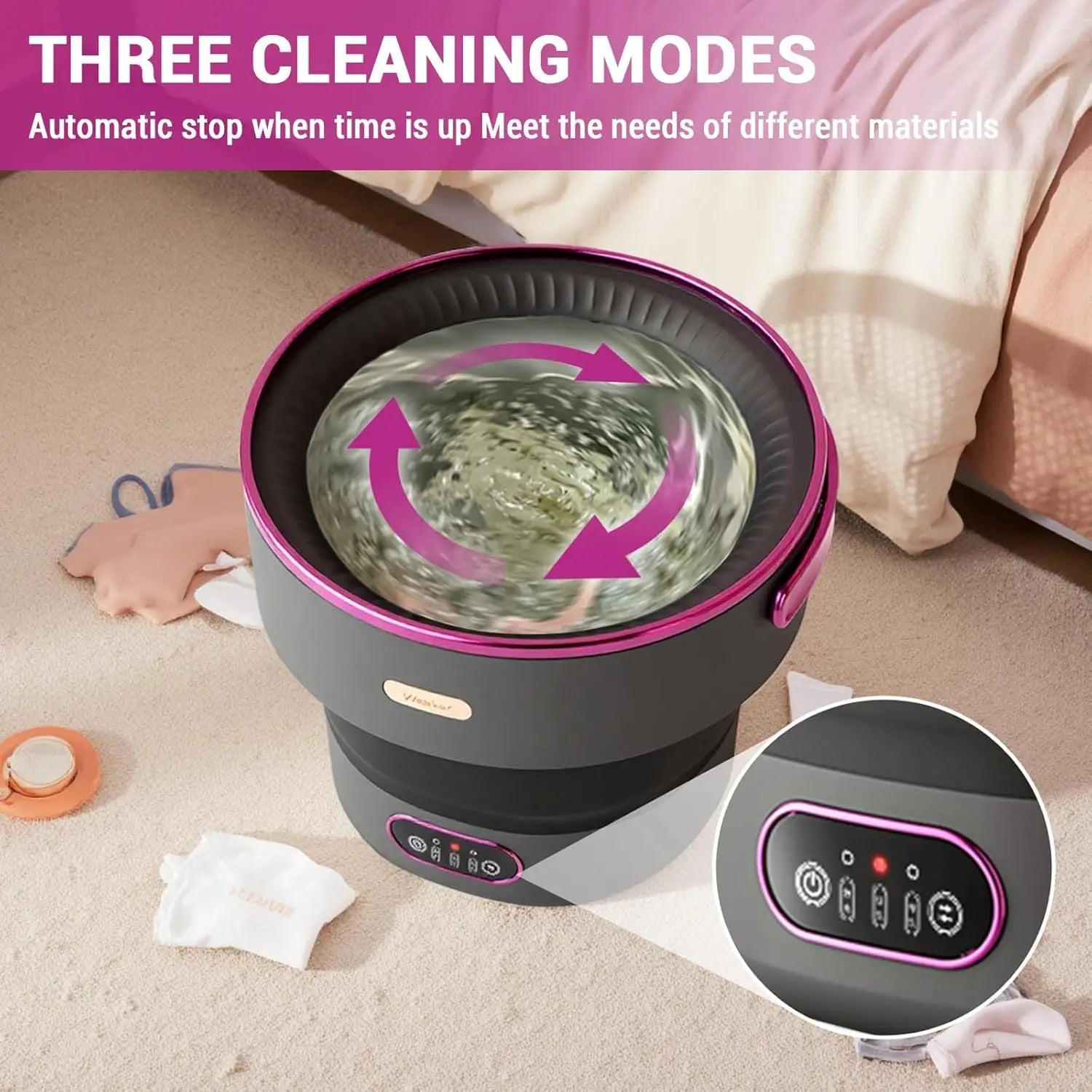 13L Portable Washing Machine for Underwear & Socks, Foldable Mini Washer with 3 Wash Modes and Spin Dryer, for RV and Travel