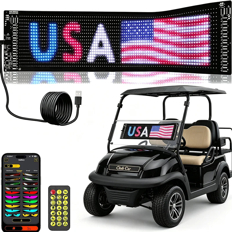 Devil Eyes LED Display for Golf Cart, Programmable Flexible LED Sign for Car Windshield, App & Remote Control, High Brightness DIY Animated Scrolling LED Eyes for Golf Carts, Trucks & SUVs
