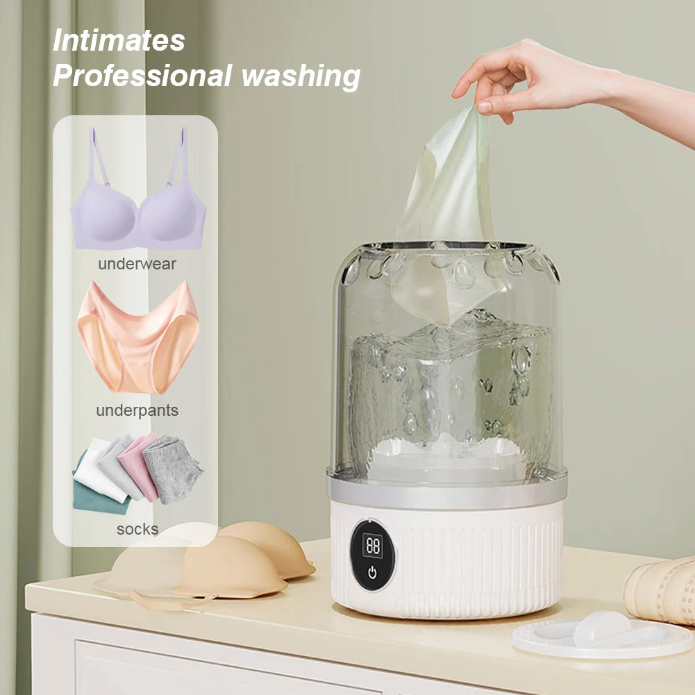 Cordless Small Washing Machine with Laundry Cup Automatic Laundry Cup Mini Special Washer for Travel Home and Dormitory