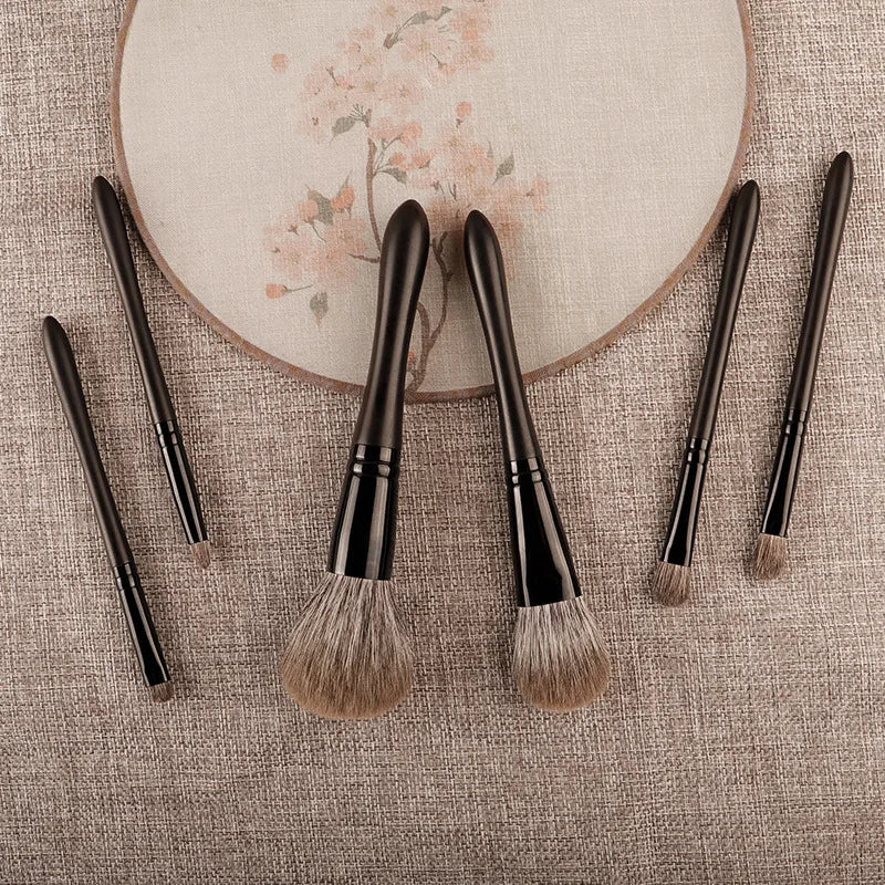 6pcs/set Fox hair Makeup brushes Set Powder Blusher Crease Eyeshadow Detail Liner Shadow Make up brushes Travle siz Ebony Handle