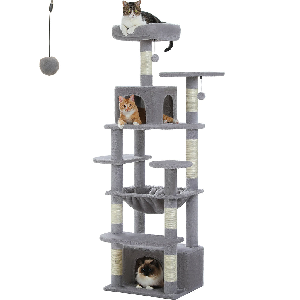 Tall Cat Tree with Scratching Posts Spacious Hammocks Large Condos Large Cat Tower for Indoor Cat Scratcher Cat Toys Accessories