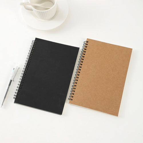 1 Book Retro Spiral Coil Kraft Paper Notebook Sketchbook Painting Diary Drawing Painting Graffiti Office School Stationery