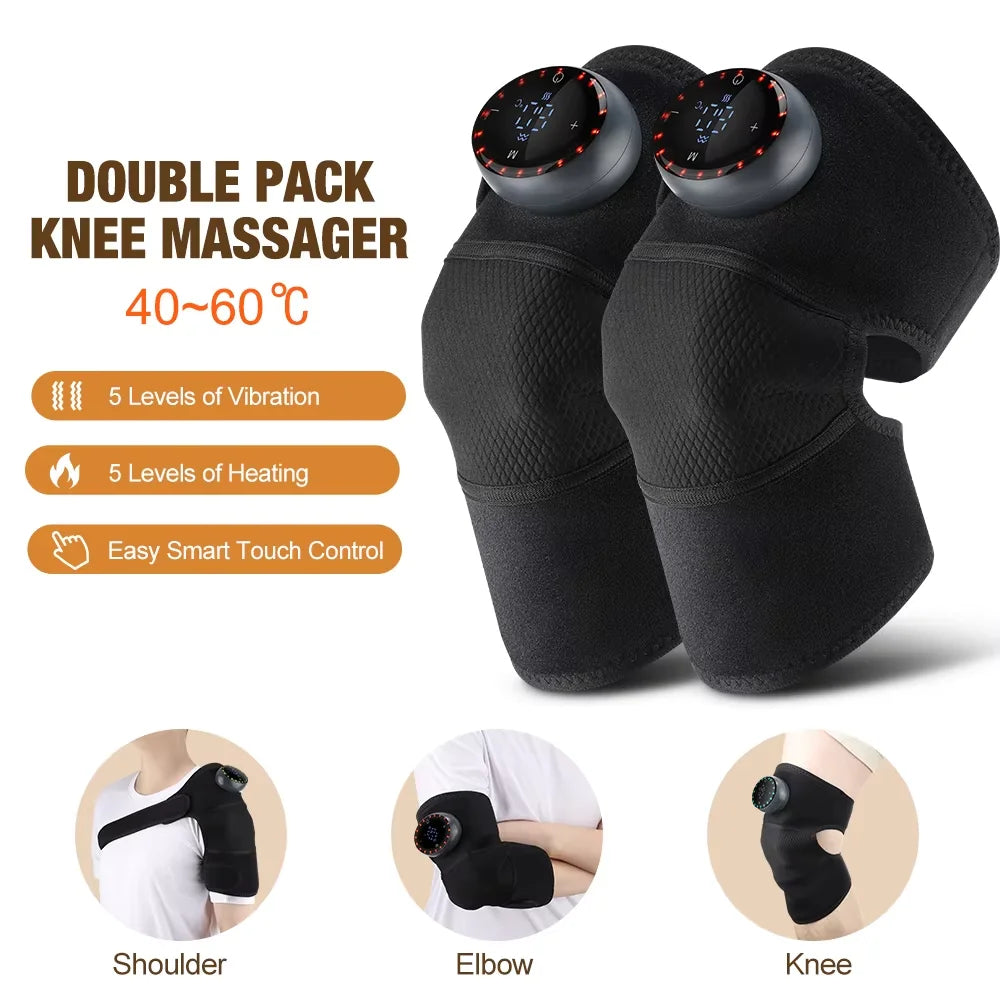 3-in-1 Electric Heating Knee Pad Massager for Shoulder Elbow 5-level Vibration Hot Compress Cordless Massage Muscle Joint Relax