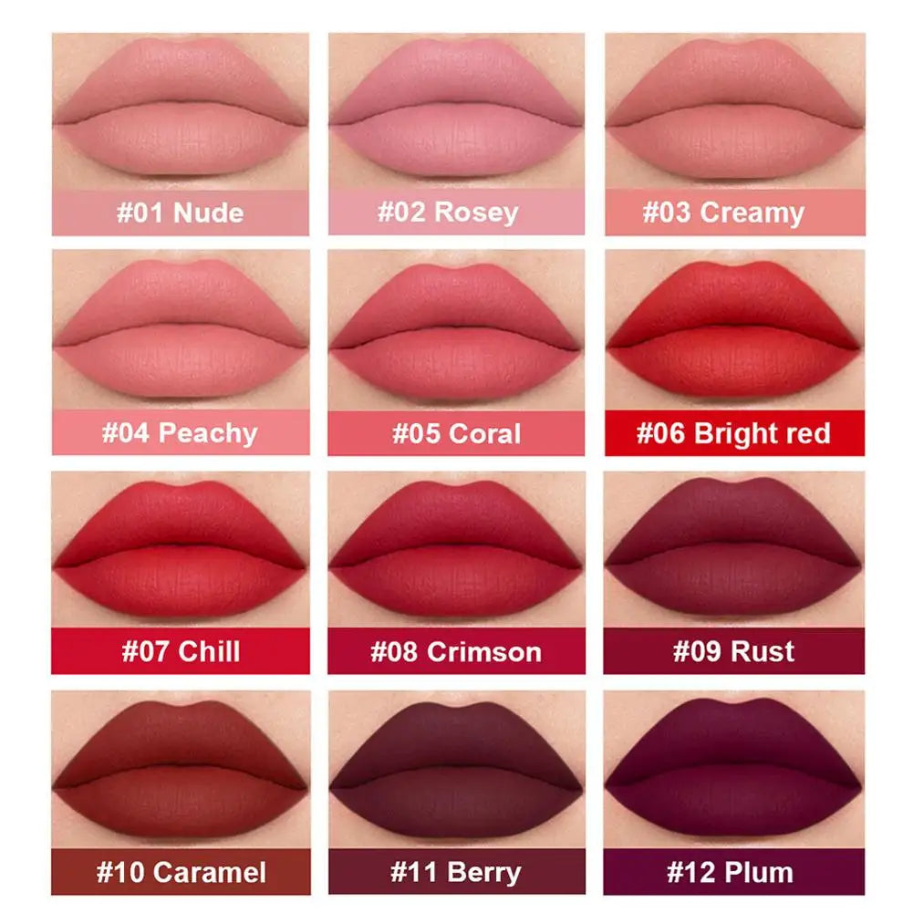 3pcs/set Nude Lip Gloss Matte Velvet Lipstick Waterproof Long-lasting Liquid Lipstick Women Moist Lip Tint Non-Stick