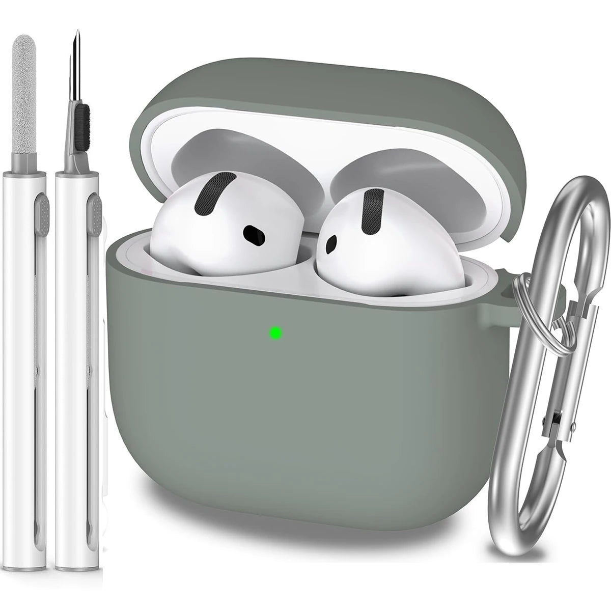 for AirPods 4th Generation Case Cover 2024, Military Grade Soft Silicone Shock-Absorbing for AirPods 4 Case with Keychain & Clea