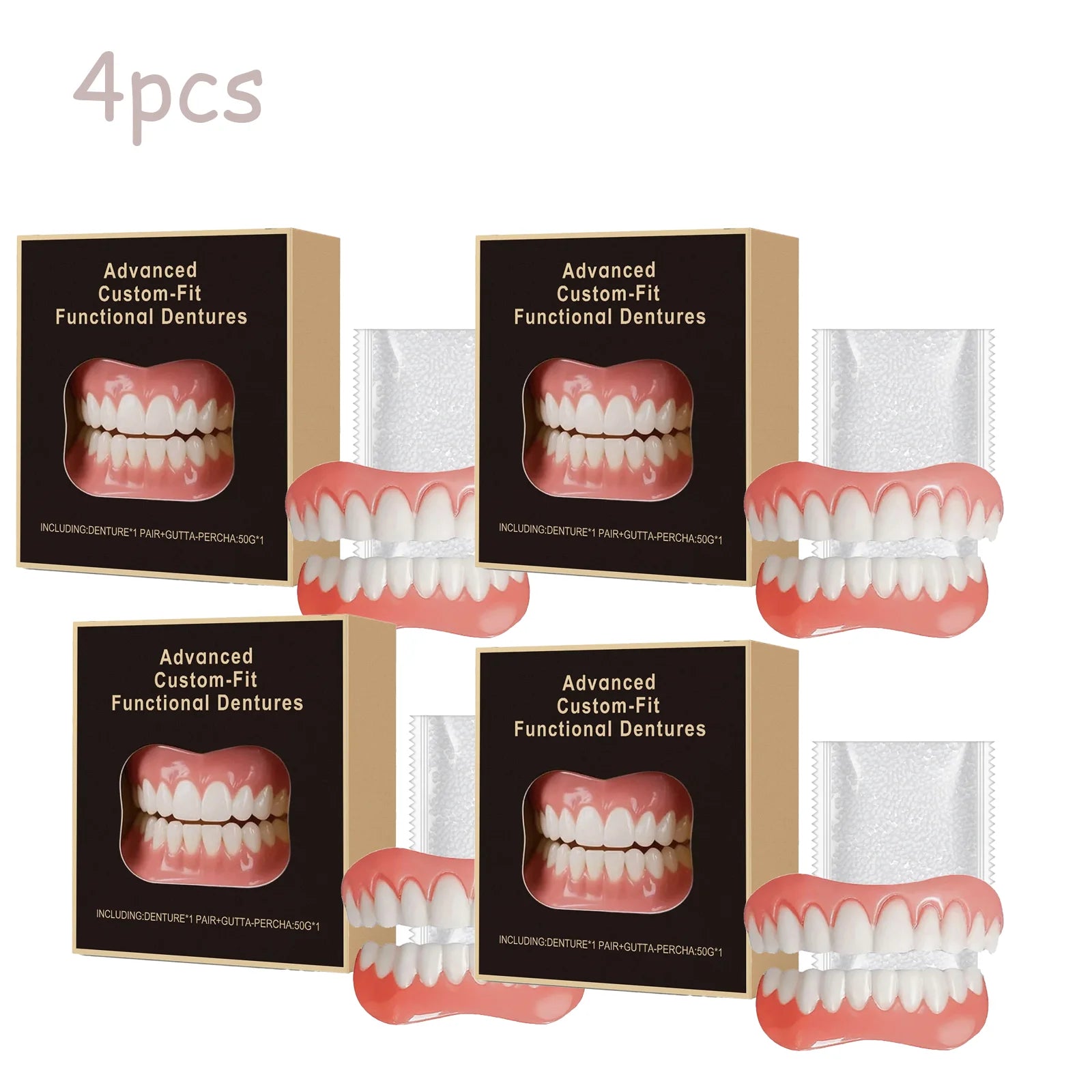 False Teeth Silicone Kit Orthodontic Fake Tooth Soft Comfortable Dentures Oral Hygiene Care Upper Lower Veneers Denture Set