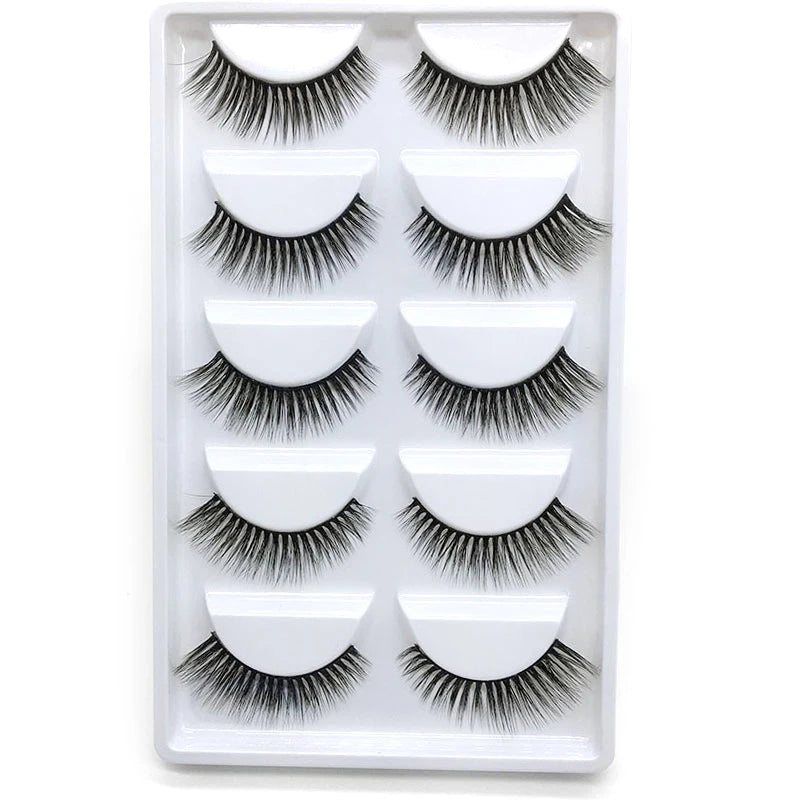 New 5Pairs Handmade 3d Mink Lashes Short False Eyelashes Cross Messy Dense Natural Eye Lashes Stage Makeup False Eyelashes E08