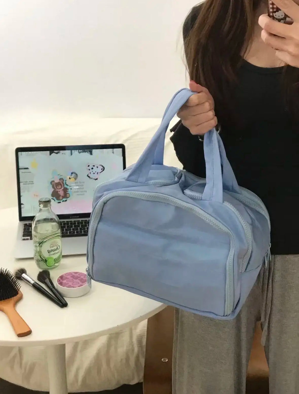 Multi opening makeup bag, suitable for commuting, travel, and home, suitable for makeup and grooming storage